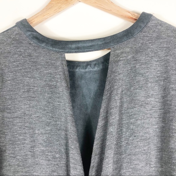 Miila Gray Faux Suede Open Back Blouse - Picture 4 of 5